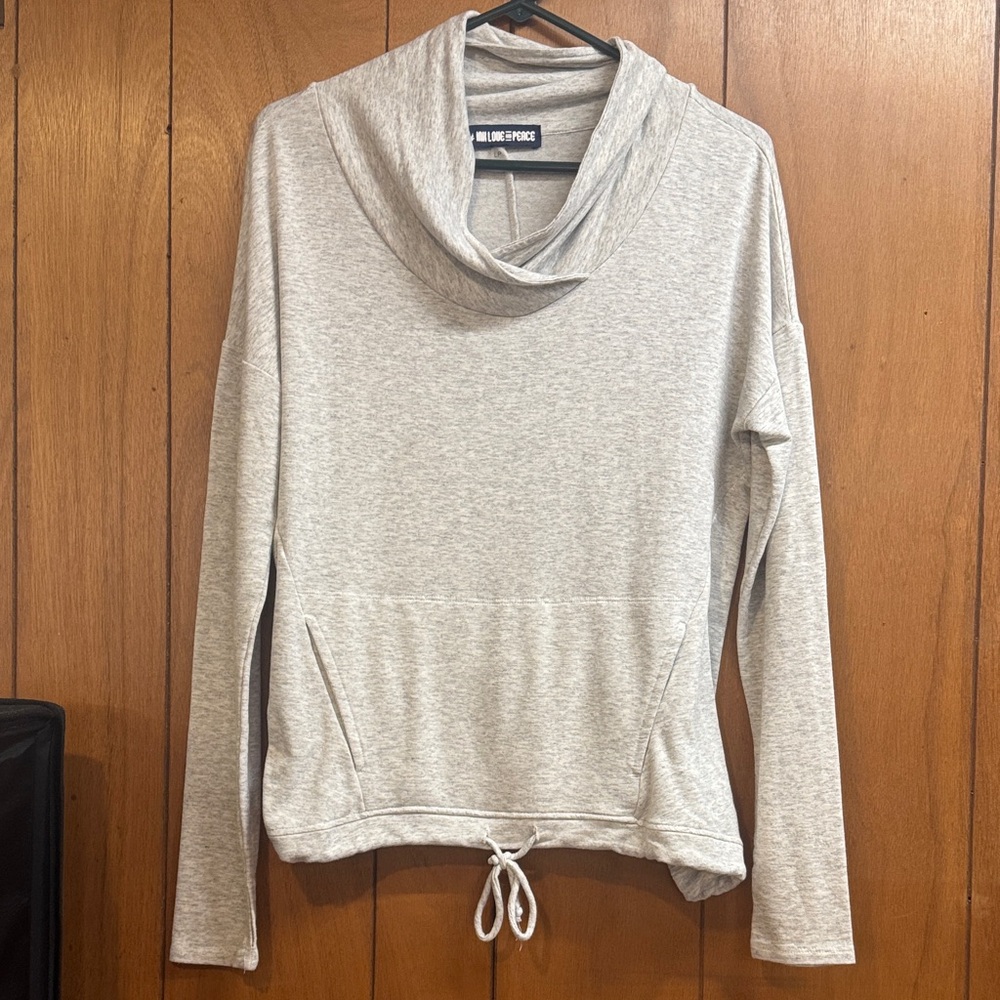 Ink Love and Peace Gray Cowl Neck Pullover